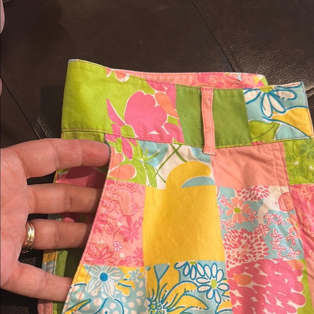 Lilly Pulitzer Pink and Green Straight Leg Capri - Picture 3 of 7